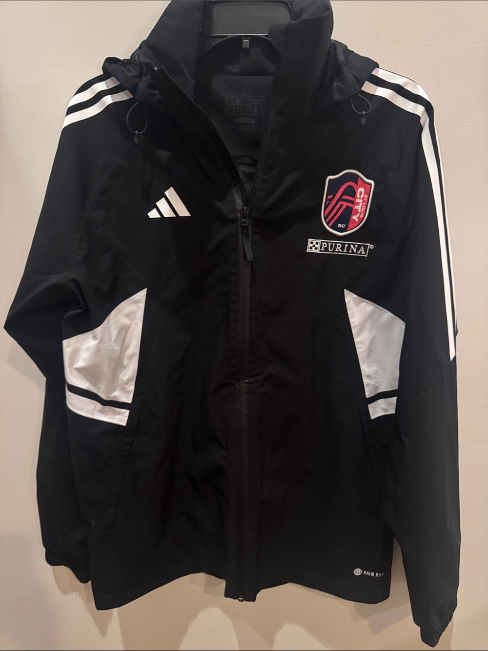 adidas Black and White Soccer Team Jacket with Crest